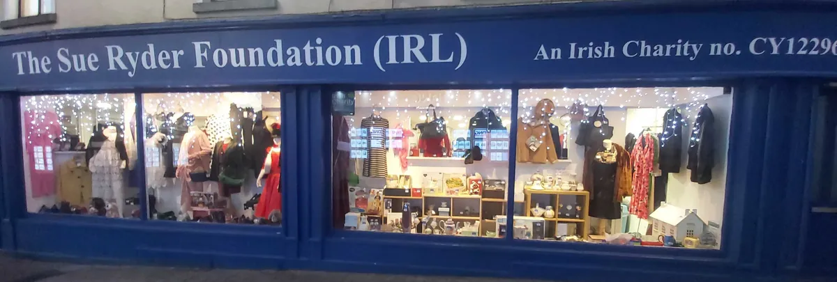 Sue Ryder Carlow shop windows at Christmas